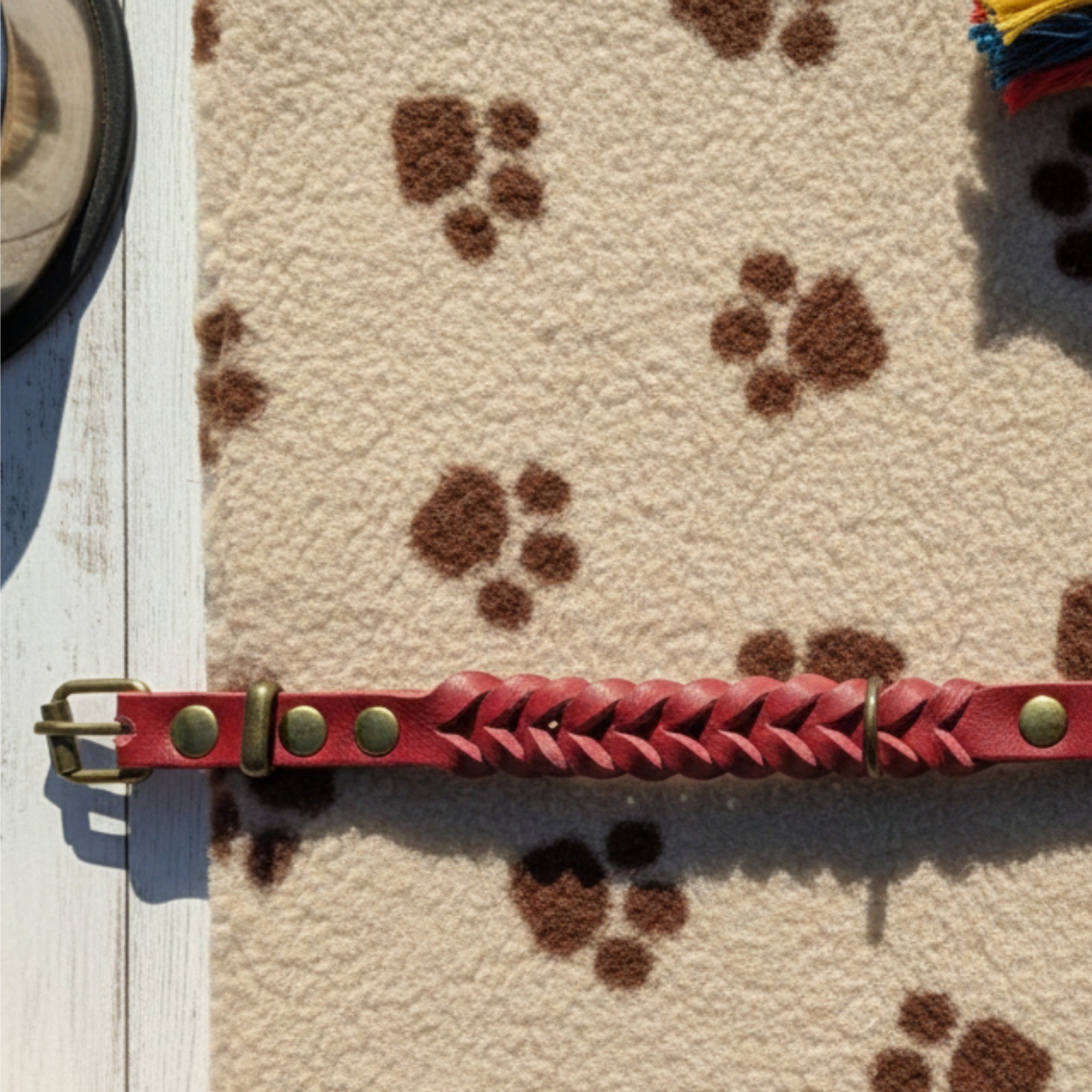 Collare Intrecciato in Cuoio Toscano per Cani